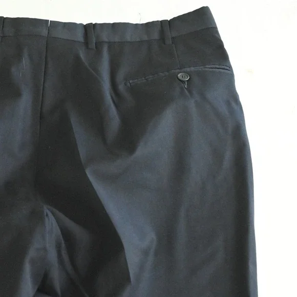 Jos A Bank 36x32 Navy Blue 100% Wool Pleated Front‎ Mens Dress Pants - Picture 8 of 9